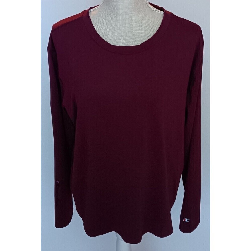 Champion Women's Wine Long Sleeve Athletic Shirt with Back Cut Out/Vent Size XL